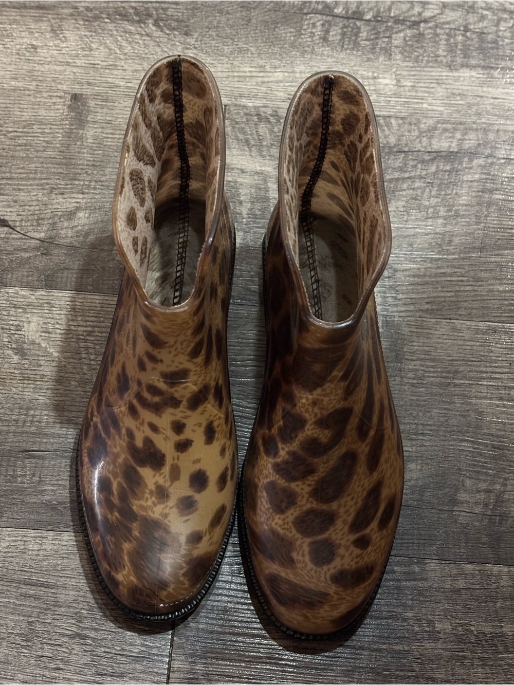 Women’s Brown Leopard Print Rain Boots Size 39